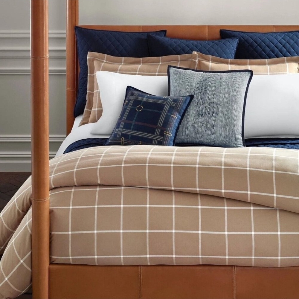 NEW Ralph Lauren Brown Modern Equestrian Duvet Cover FULL/QUEEN